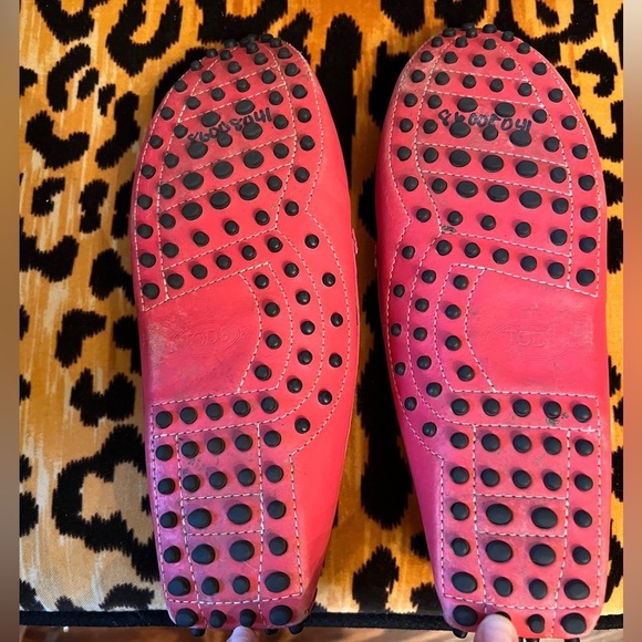 TOD’S Leather Driving Moccasins Loafers Reddish Pink - Picture 4 of 6